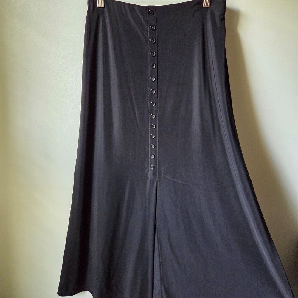 EUC BRIGGS NEW YORK BUTTONED MAXI SLINKY BLACK SKIRT SIZE M